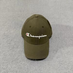 Champion Authentic Script Logo Dad Hat Olive Green Adjustable Adult Men’s